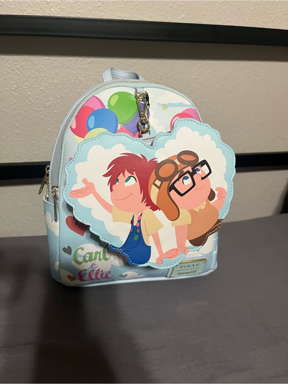 Loungefly Light Blue Up Kids Heart Front Flap Mini Backpack